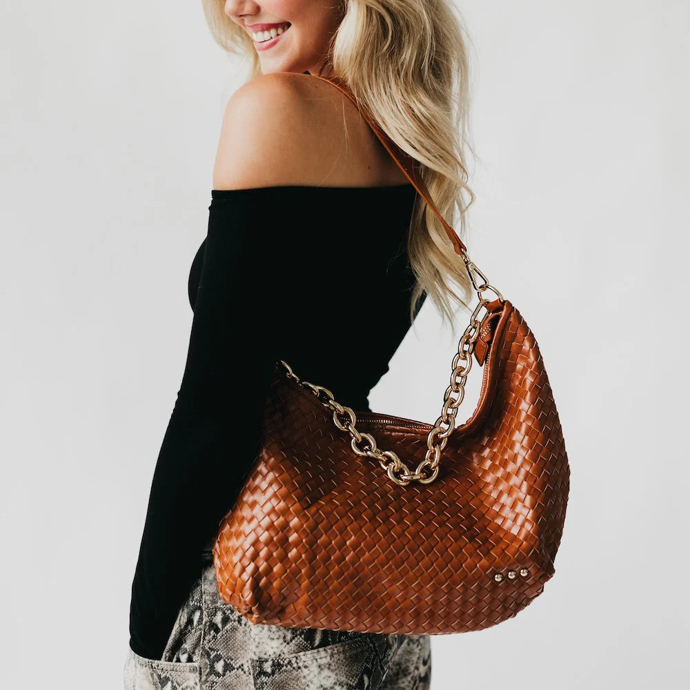 Pretty Simple | Sienna Slouchy Woven Shoulder Bag - Brown