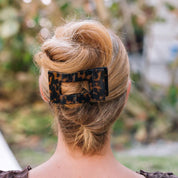 Large Flat Rectangle Hair Clip - Tortoise