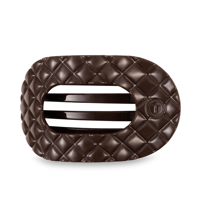 Quilted Large Flat Round Hair Clip- Truly Taupe