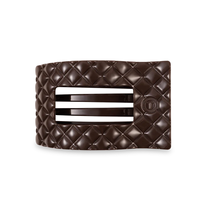 Quilted Medium Flat Rectangle Hair Clip- Truly Taupe