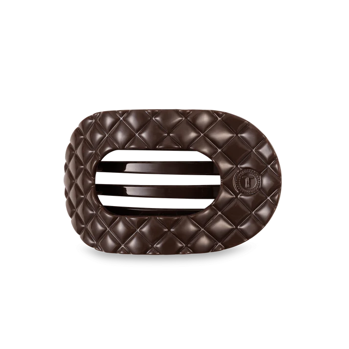Quilted Medium Flat Round Hair Clip- Truly Taupe