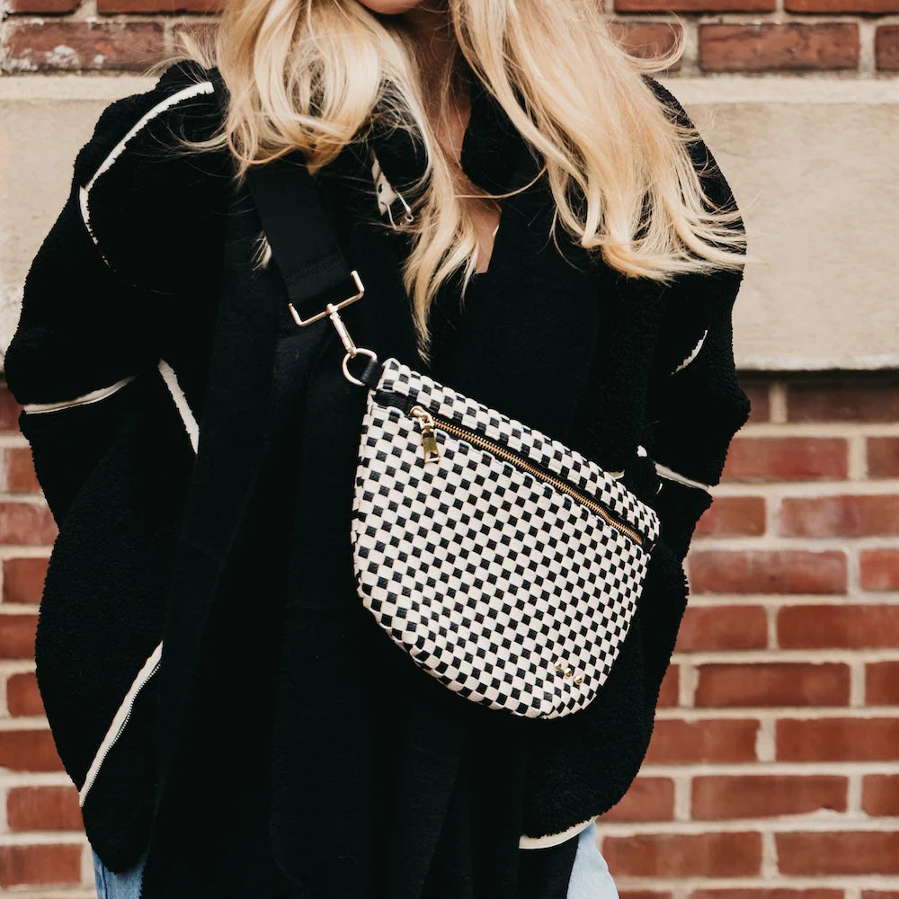 Pretty Simple | Westlyn Woven Bum Bag  -Checkered Black