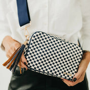 Pretty Simple |Woven Willow Camera Crossbody Bag - Checkered Black