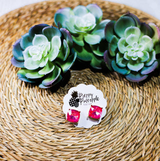 Faceted Glass Stud Earrings