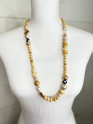 Wood Beads Long Necklace