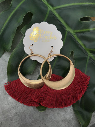 Golden Stella | Fan Tassel Circle Earrings | - Preppy Pineapple Boutique