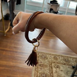 Leather Tassel Key Ring Bracelet