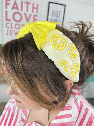 Lemon Beaded Headband