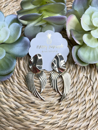 Oval & Wing Style Earrings